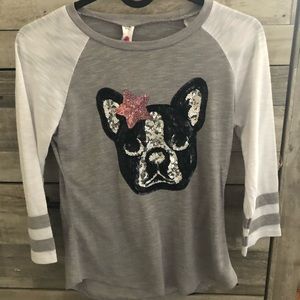 Girls Sequin Boston Terrier T-Shirt